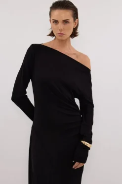 HADLEY BLACK SLEEVED KNIT MAXI DRESS