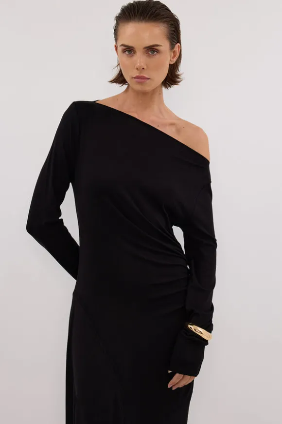 HADLEY BLACK SLEEVED KNIT MAXI DRESS