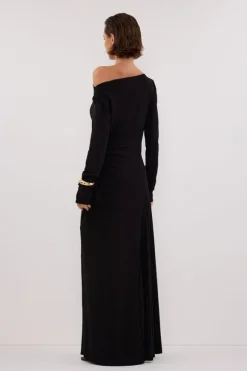 HADLEY BLACK SLEEVED KNIT MAXI DRESS