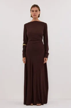 HADLEY CHOC SLEEVED KNIT MAXI DRESS