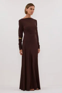 HADLEY CHOC SLEEVED KNIT MAXI DRESS