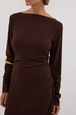 HADLEY CHOC SLEEVED KNIT MAXI DRESS