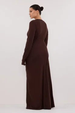 HADLEY CHOC SLEEVED KNIT MAXI DRESS