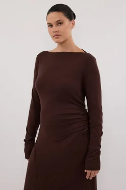 HADLEY CHOC SLEEVED KNIT MAXI DRESS