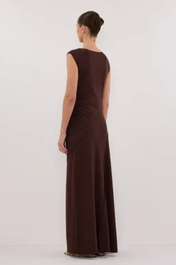 HADLEY CHOC SLEEVELESS KNIT MAXI DRESS