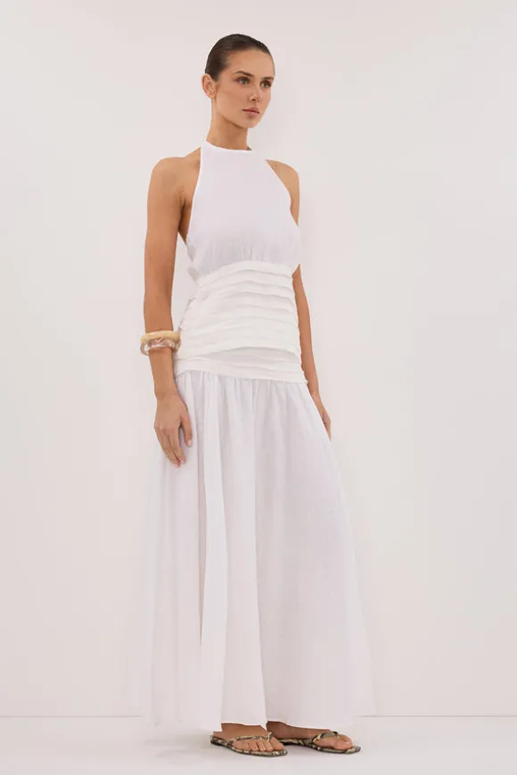 HALLIE WHITE LINEN MIDI SKIRT