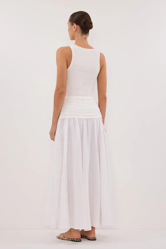 HALLIE WHITE LINEN MIDI SKIRT