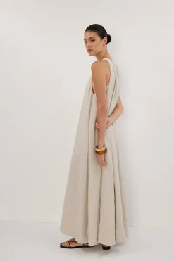 ISABELLE NATURAL LINEN MIDI DRESS