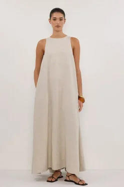 ISABELLE NATURAL LINEN MIDI DRESS