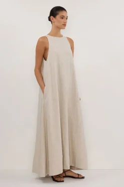 ISABELLE NATURAL LINEN MIDI DRESS