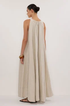 ISABELLE NATURAL LINEN MIDI DRESS