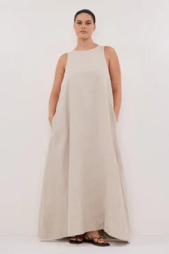 ISABELLE NATURAL LINEN MIDI DRESS