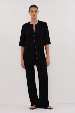 JAZZ BLACK BUTTON KNIT SHIRT