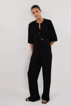 JAZZ BLACK WIDE LEG KNIT PANT