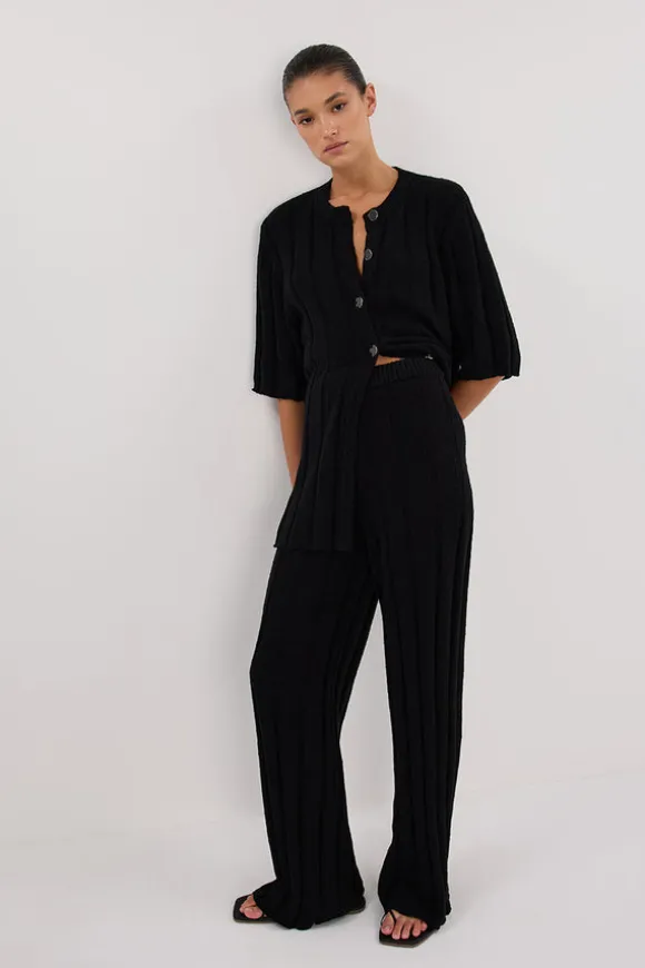 JAZZ BLACK WIDE LEG KNIT PANT