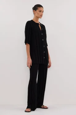 JAZZ BLACK WIDE LEG KNIT PANT