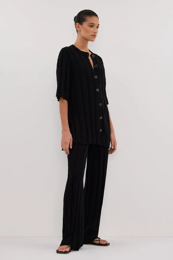 JAZZ BLACK WIDE LEG KNIT PANT