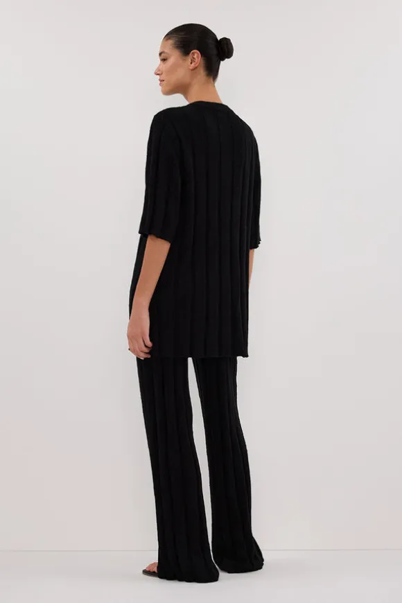 JAZZ BLACK WIDE LEG KNIT PANT