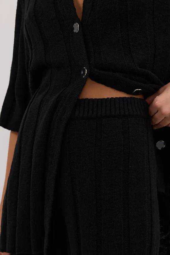 JAZZ BLACK WIDE LEG KNIT PANT
