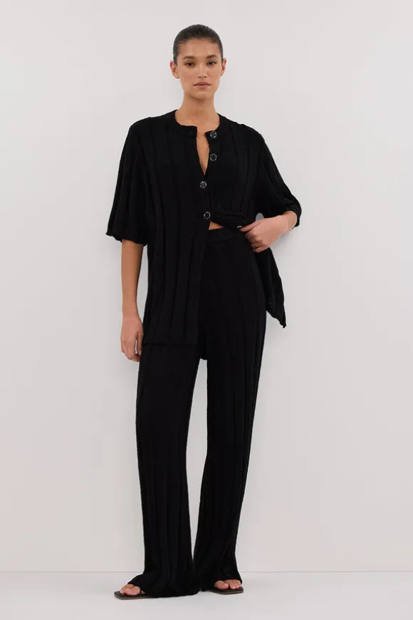 JAZZ BLACK WIDE LEG KNIT PANT