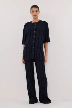 JAZZ INDIGO BUTTON KNIT SHIRT