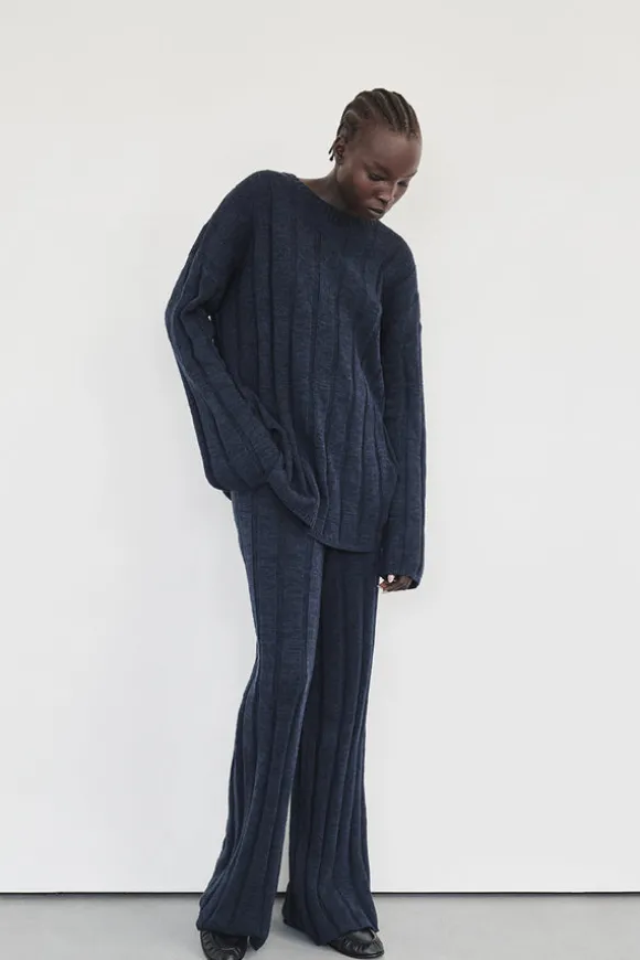 JAZZ INDIGO CREW NECK KNIT TOP