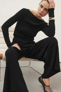 JOY BLACK LONGLINE KNIT TOP