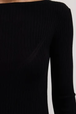 JOY BLACK LONGLINE KNIT TOP
