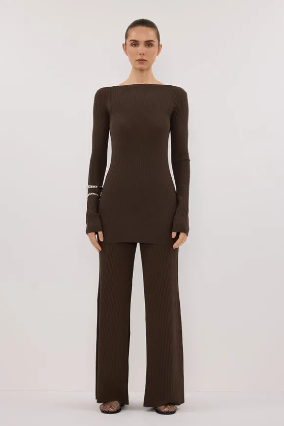 JOY DARK OLIVE LONGLINE KNIT TOP