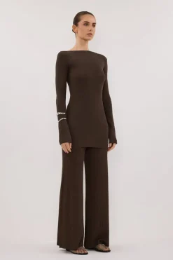 JOY DARK OLIVE LONGLINE KNIT TOP