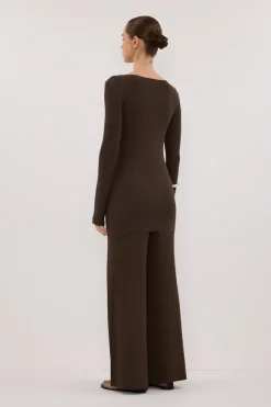 JOY DARK OLIVE LONGLINE KNIT TOP