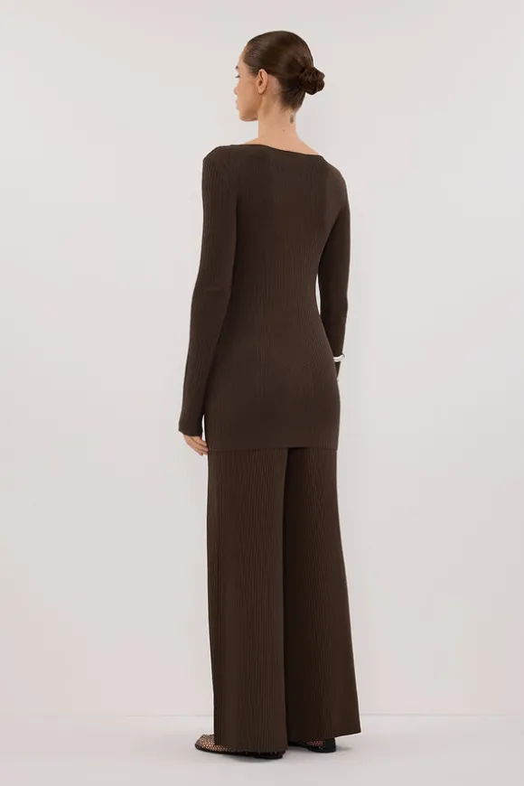 JOY DARK OLIVE LONGLINE KNIT TOP