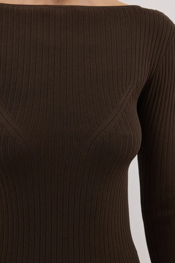 JOY DARK OLIVE LONGLINE KNIT TOP