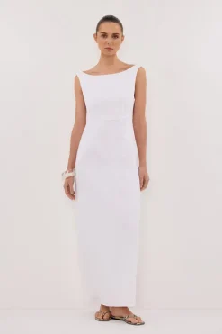 JULE WHITE LINEN MIDI DRESS