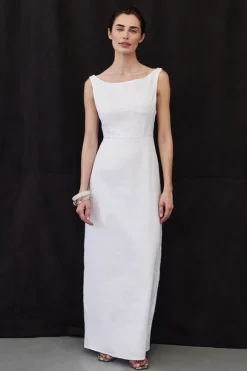 JULE WHITE LINEN MIDI DRESS
