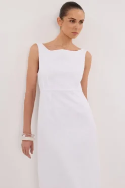 JULE WHITE LINEN MIDI DRESS