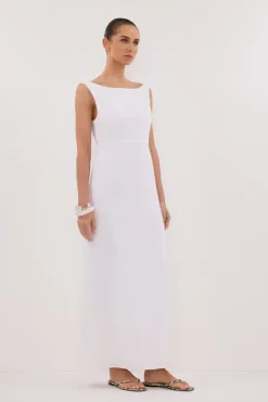 JULE WHITE LINEN MIDI DRESS
