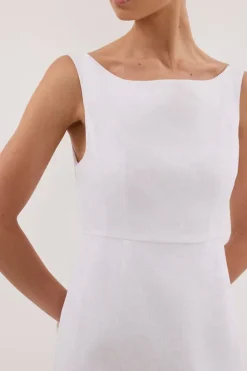 JULE WHITE LINEN MIDI DRESS