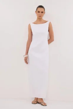 JULE WHITE LINEN MIDI DRESS