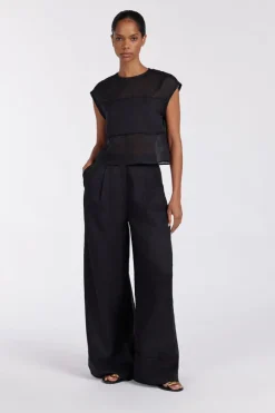 KAI BLACK RAMIE PANELLED TOP