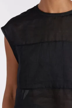 KAI BLACK RAMIE PANELLED TOP