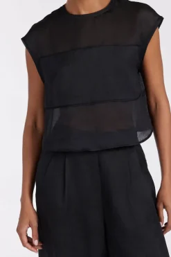 KAI BLACK RAMIE PANELLED TOP