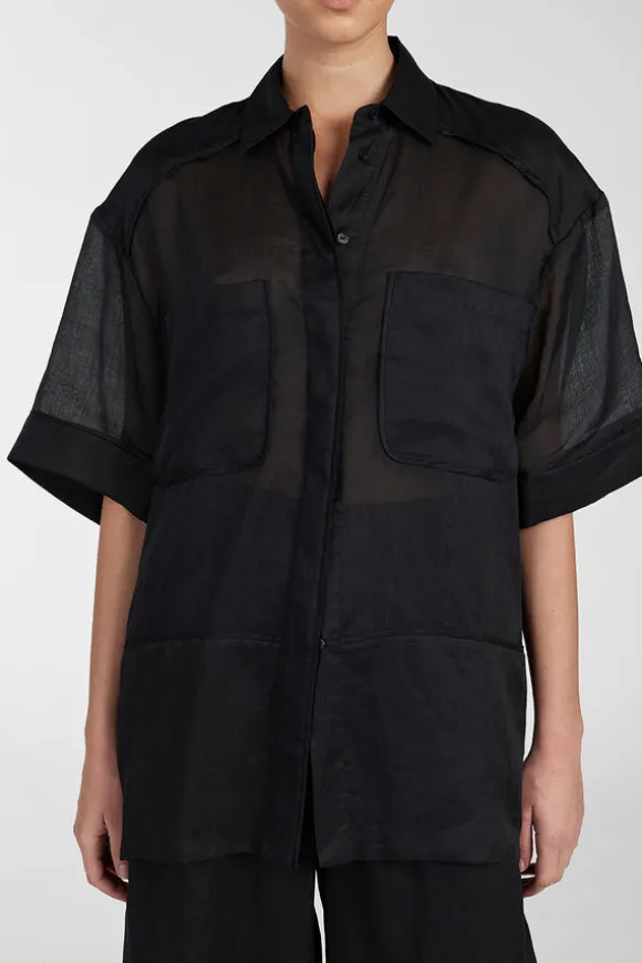 KAI BLACK RAMIE RESORT SHIRT