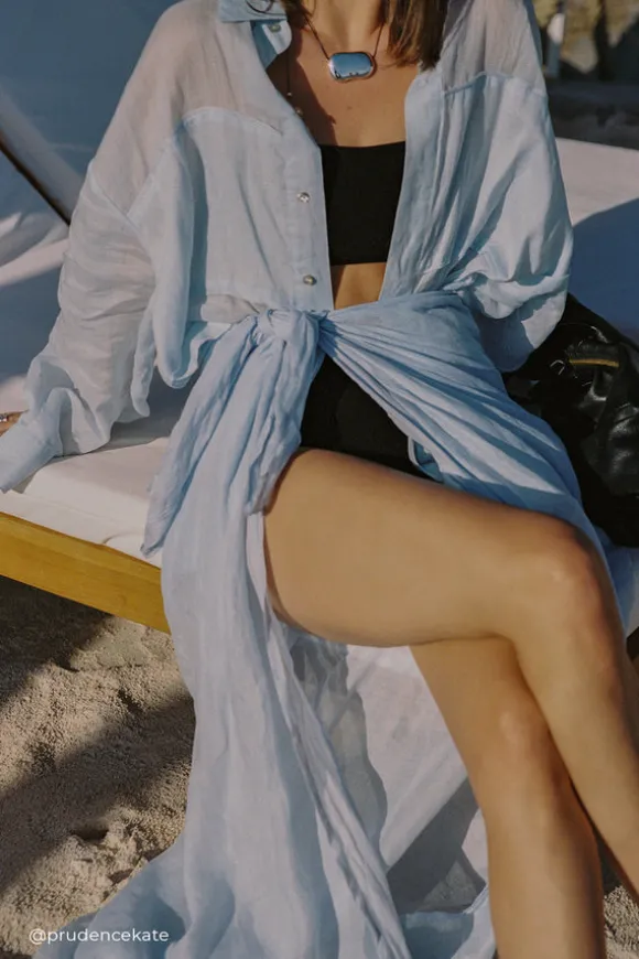KAI CORNFLOWER OVERSIZED RAMIE SLEEVED SHIRT