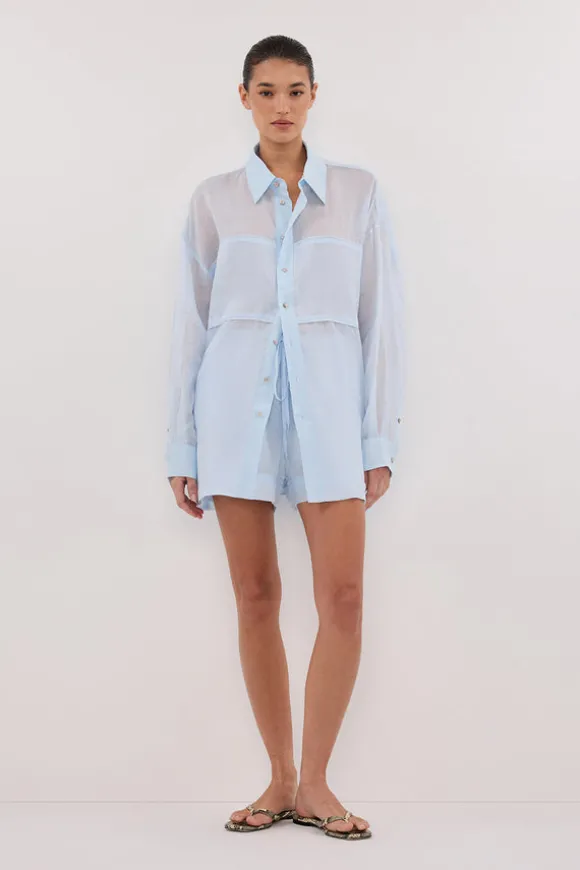 KAI CORNFLOWER OVERSIZED RAMIE SLEEVED SHIRT