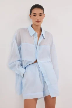 KAI CORNFLOWER OVERSIZED RAMIE SLEEVED SHIRT