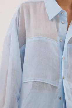 KAI CORNFLOWER OVERSIZED RAMIE SLEEVED SHIRT