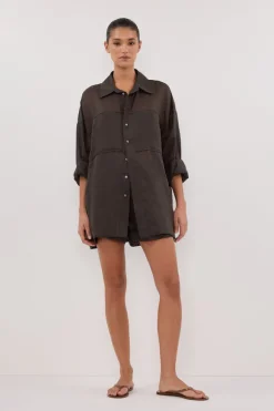 KAI PETROL OVERSIZED RAMIE SLEEVED SHIRT