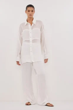 KAI WHITE OVERSIZED RAMIE SLEEVED SHIRT