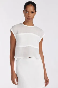 KAI WHITE RAMIE PANELLED TOP